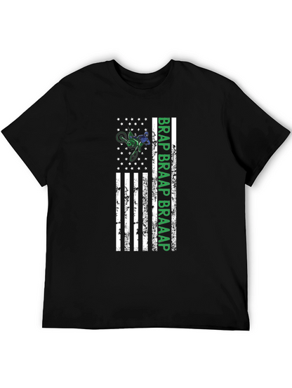 Motocross American Flag Graphic T-Shirt
