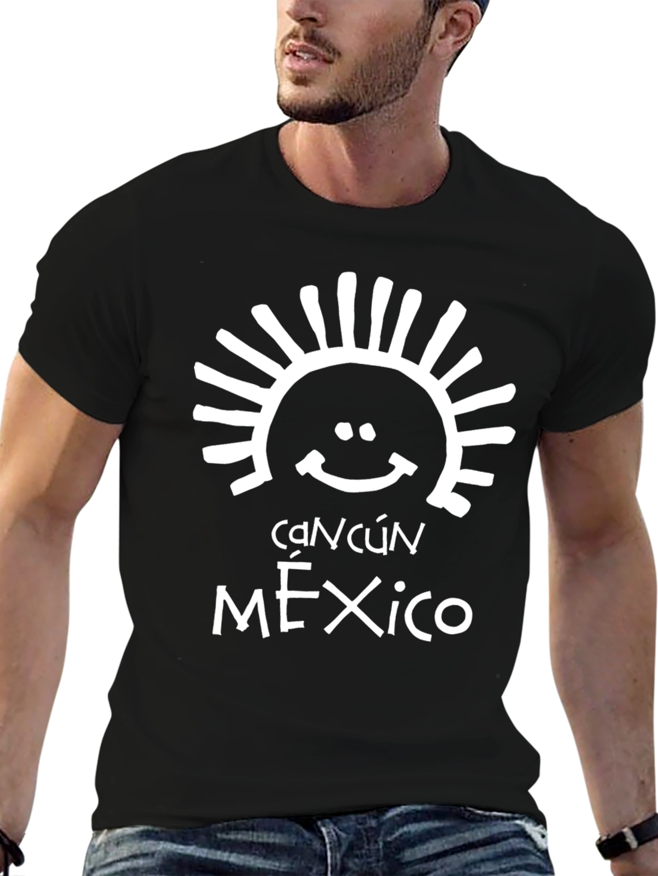 Cancún Mexico T-Shirt - Black Cotton Blend Tee