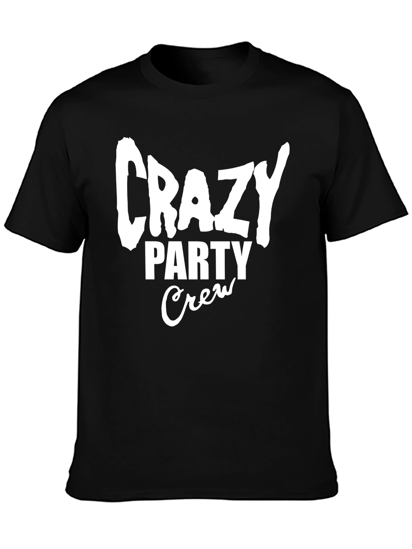 Crazy Party Crew Graphic Tee - Black Cotton T-Shirt
