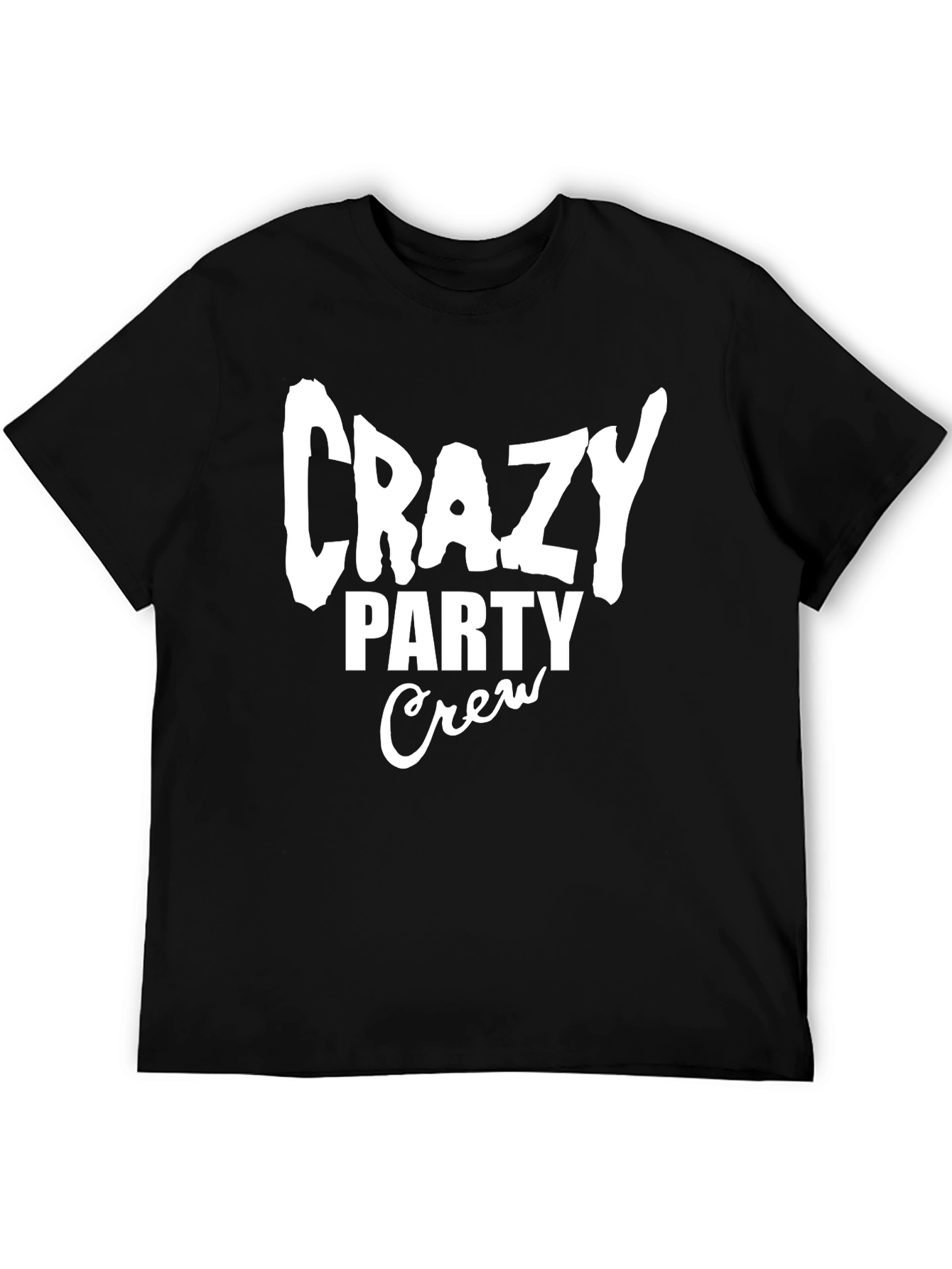 Crazy Party Crew Graphic Tee - Black Cotton T-Shirt