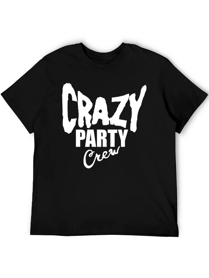 Crazy Party Crew Graphic Tee - Black Cotton T-Shirt