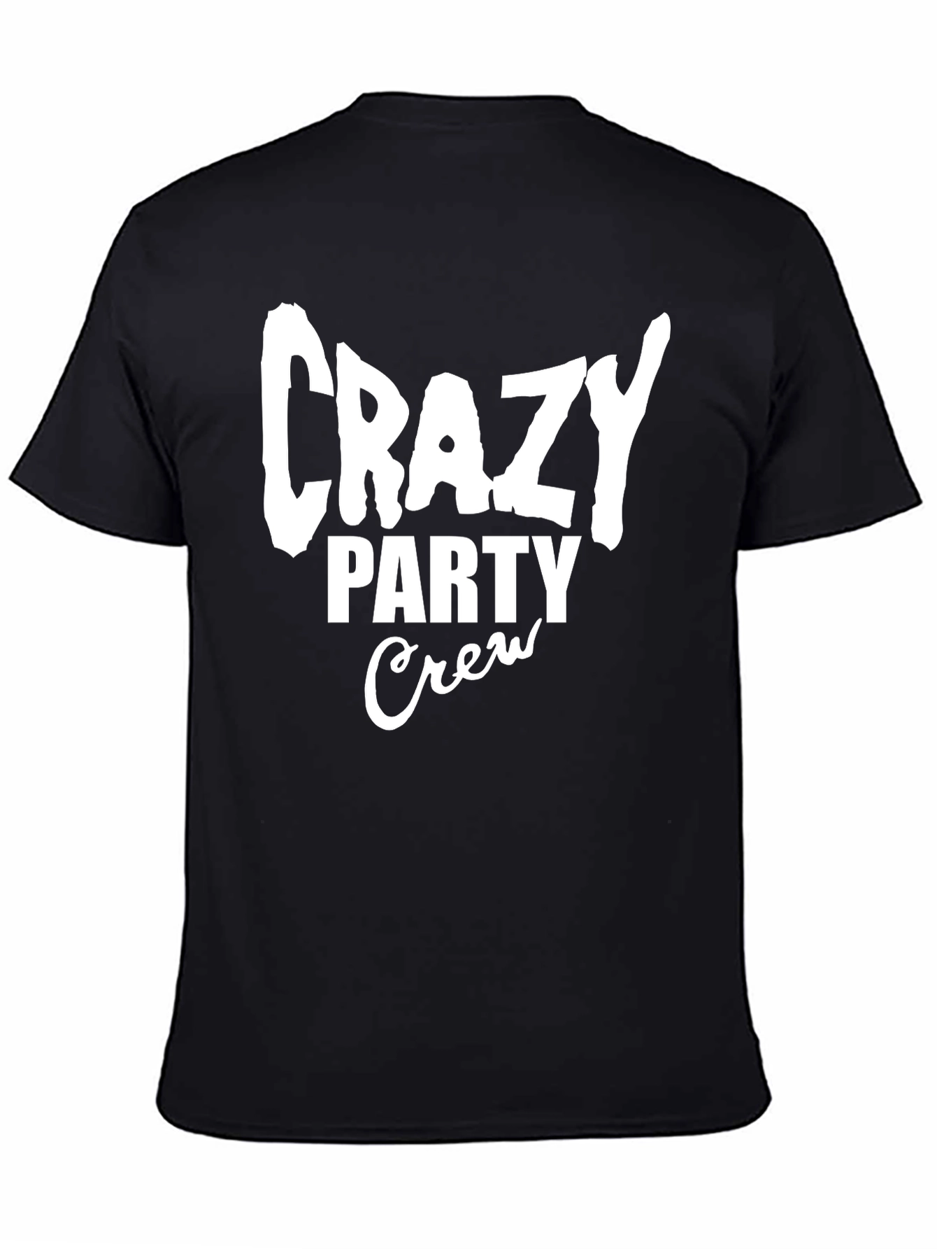 Crazy Party Crew Graphic Tee - Black Cotton T-Shirt