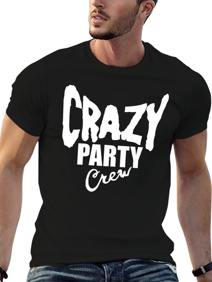 Crazy Party Crew Graphic Tee - Black Cotton T-Shirt