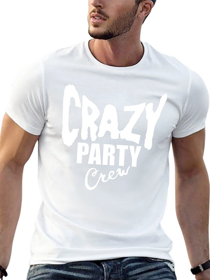 Crazy Party Crew Graphic Tee - Black Cotton T-Shirt