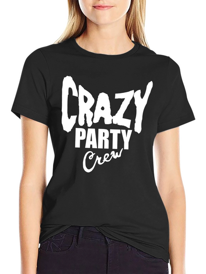 Crazy Party Crew Graphic Tee - Black Cotton T-Shirt