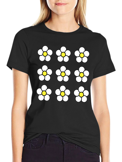 Floral Pattern Black Graphic Tee