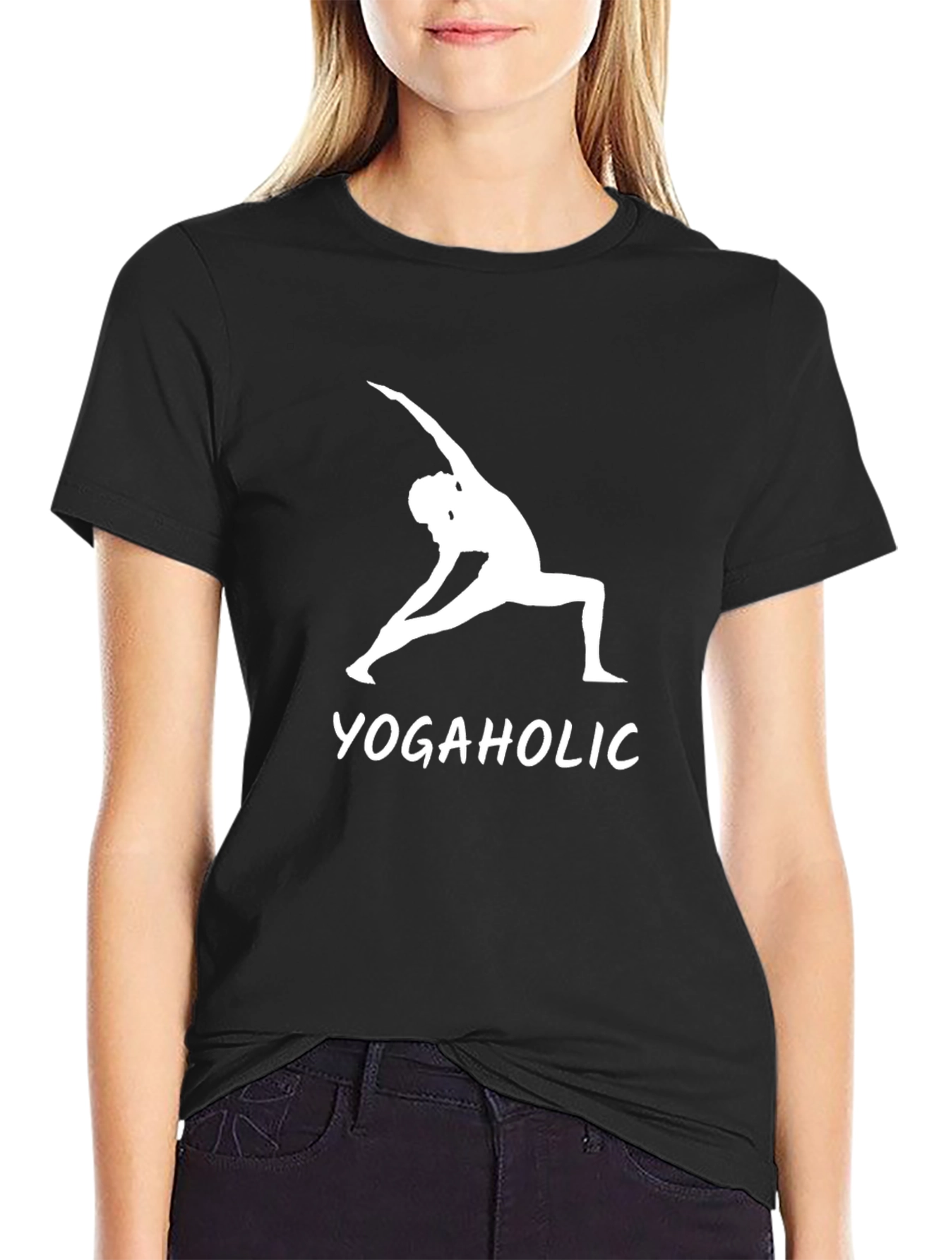 Yogaholic Graphic Tee - Black Cotton T-Shirt