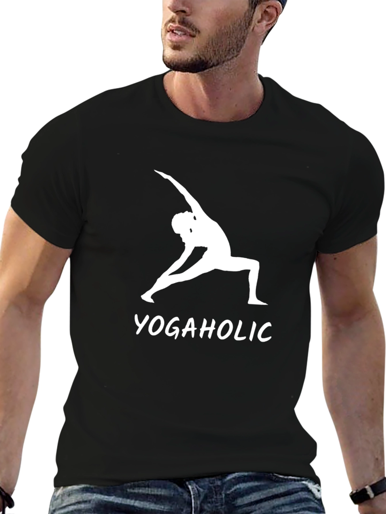 Yogaholic Graphic Tee - Black Cotton T-Shirt