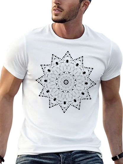 Mens Black Mandala Graphic Tee