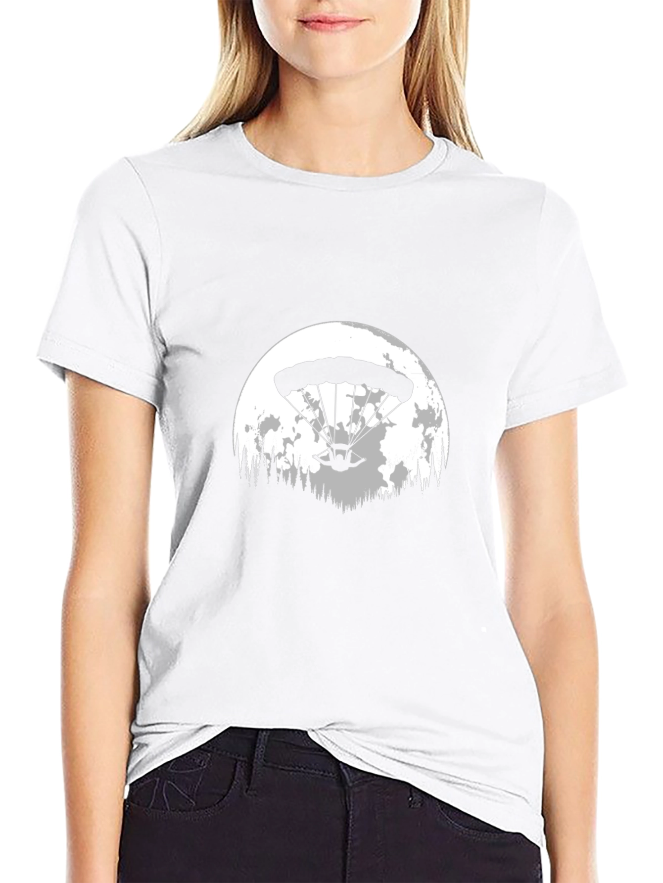 Parachute Moon Graphic Tee - Black Cotton Blend