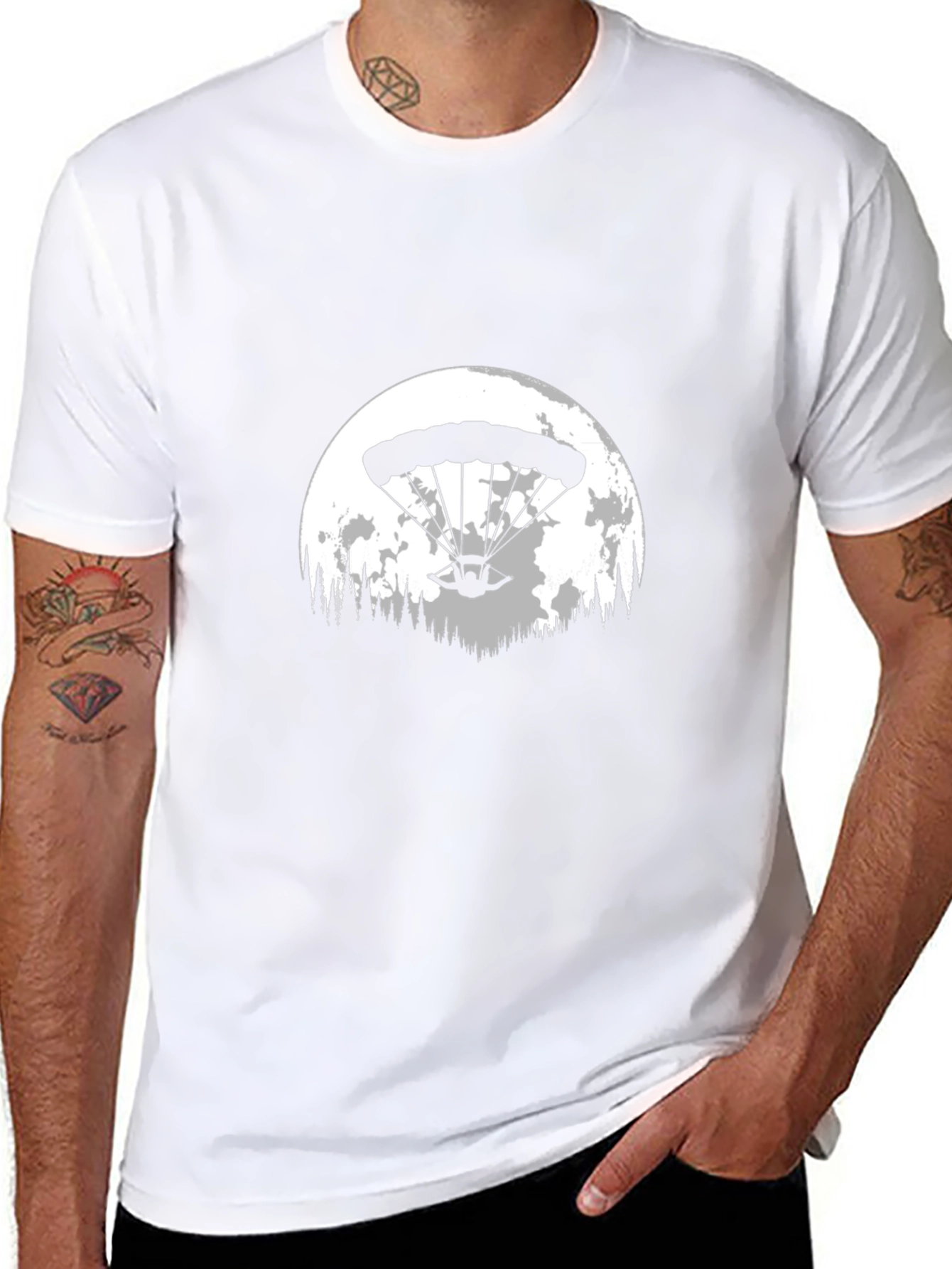 Parachute Moon Graphic Tee - Black Cotton Blend
