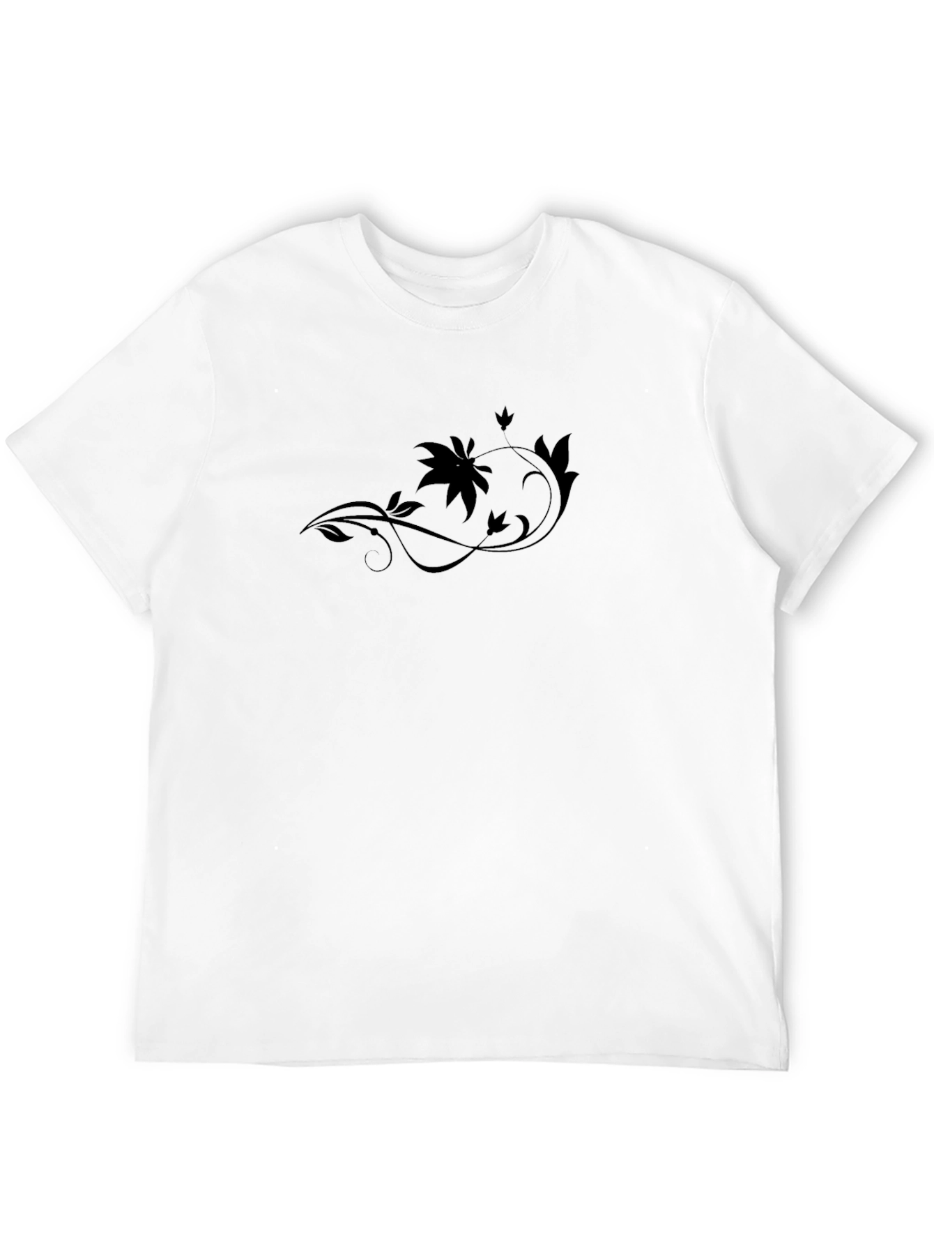 Elegant Black Floral Vine T-Shirt