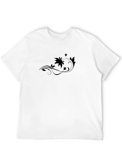 Elegant Black Floral Vine T-Shirt