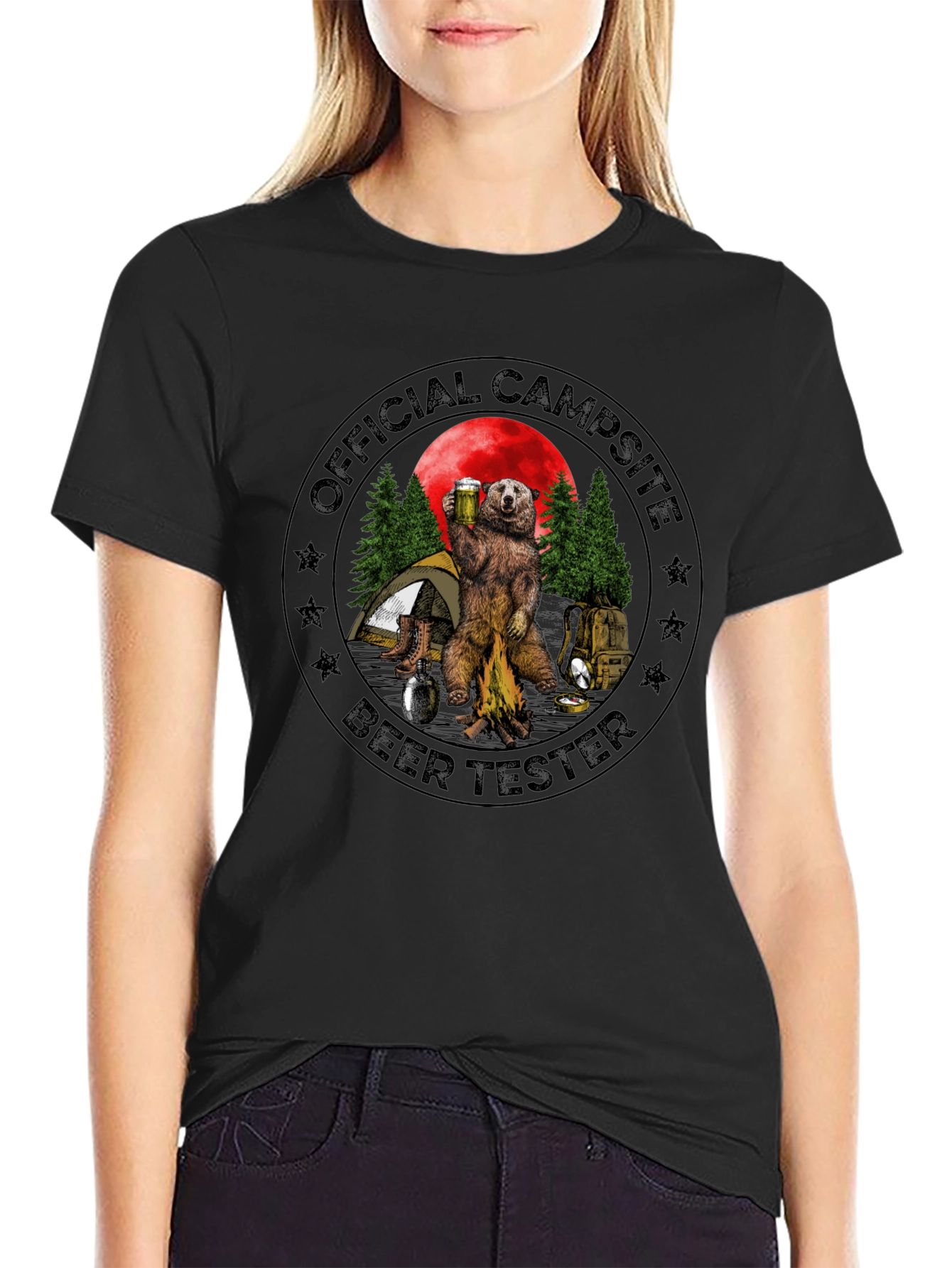 Official Campsite Beer Tester Black T-Shirt