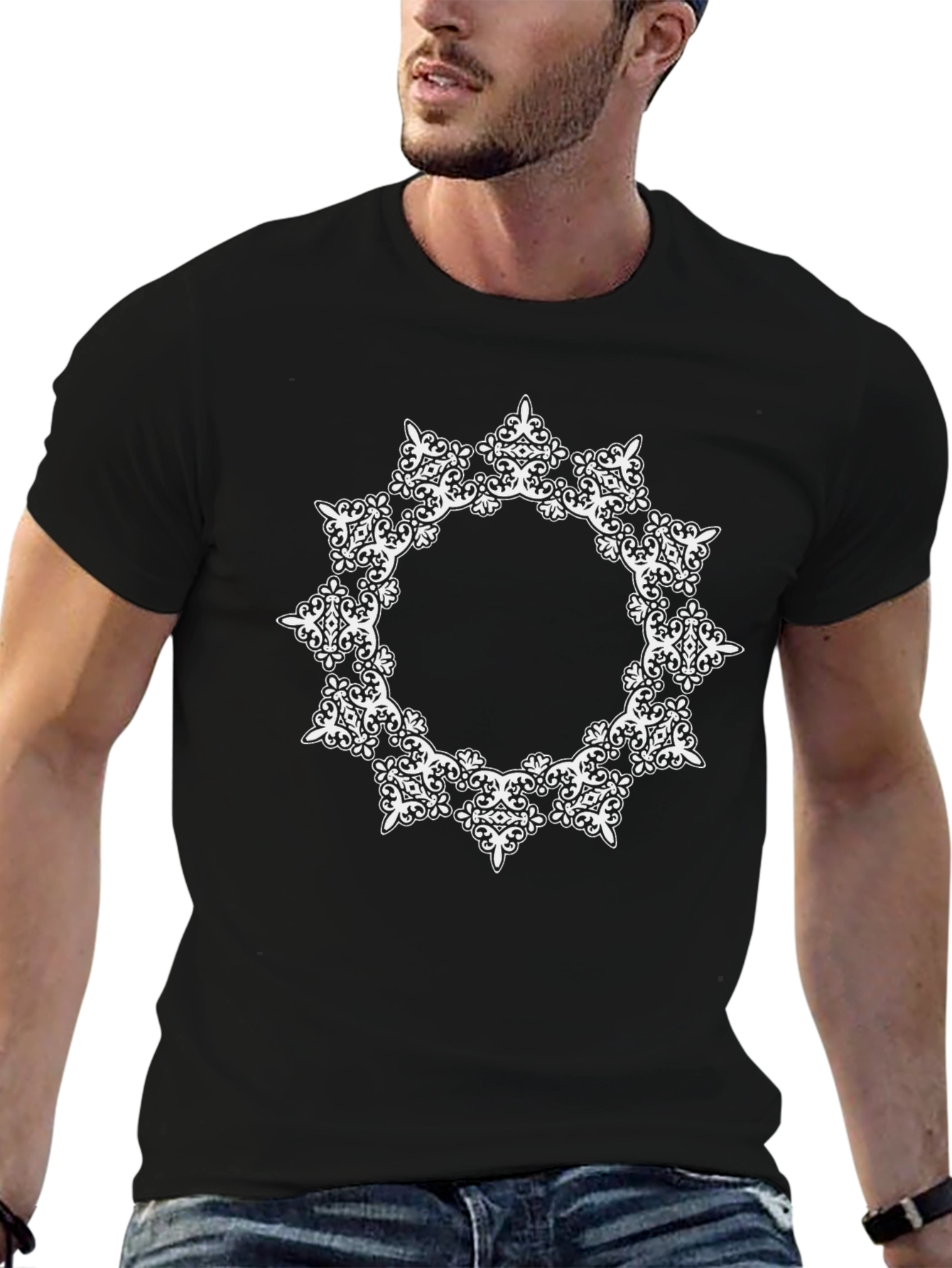 Modern Mandala Graphic Black Tee