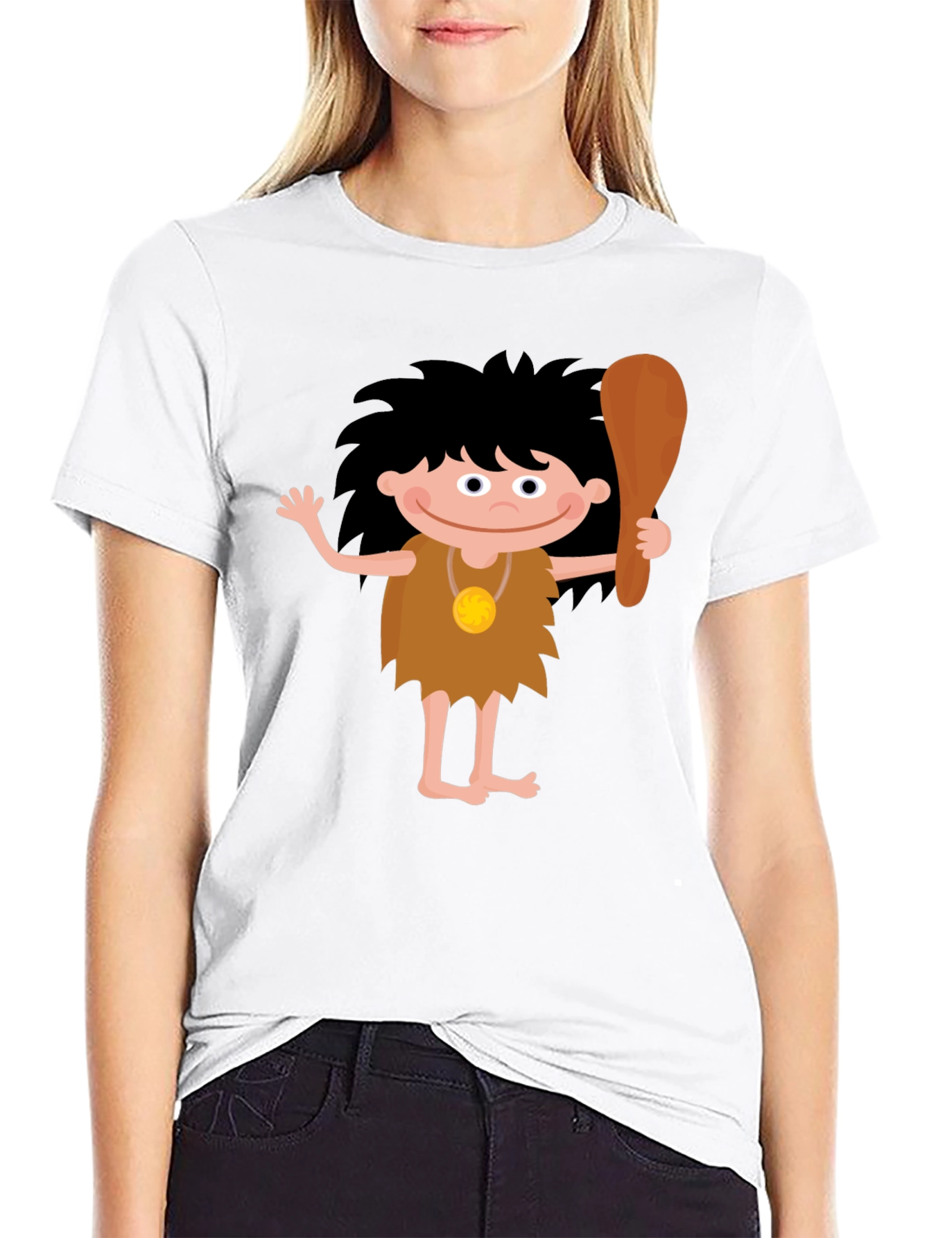 Cartoon Caveman Graphic T-Shirt