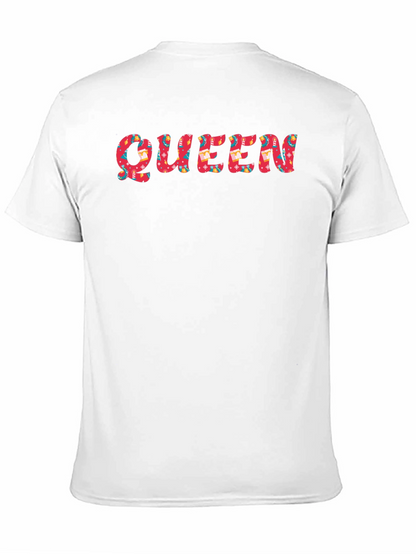 Queen Patterned Print Black T-Shirt