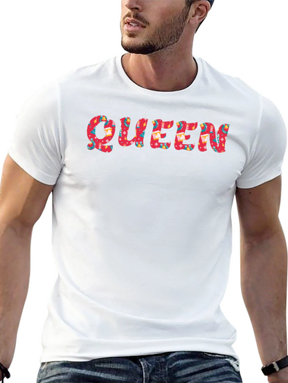 Queen Patterned Print Black T-Shirt