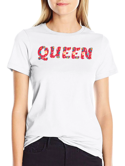Queen Patterned Print Black T-Shirt