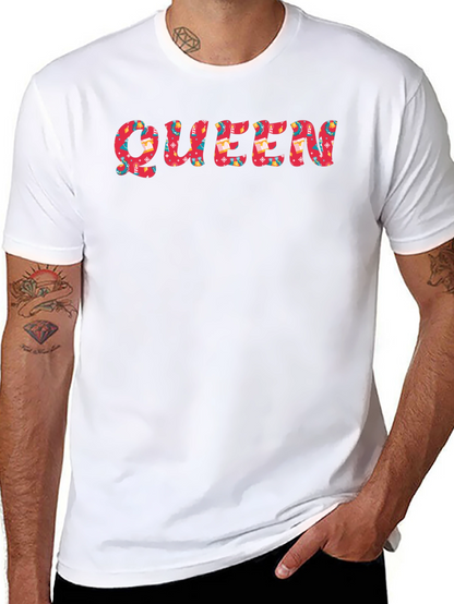 Queen Patterned Print Black T-Shirt