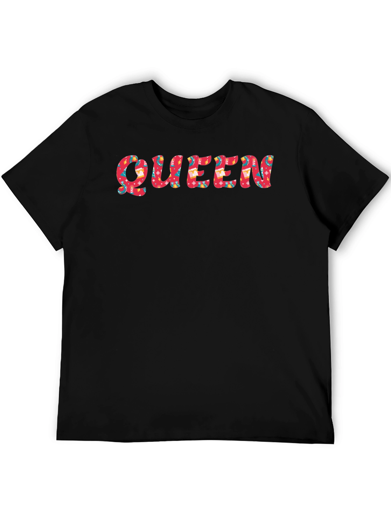 Queen Patterned Print Black T-Shirt