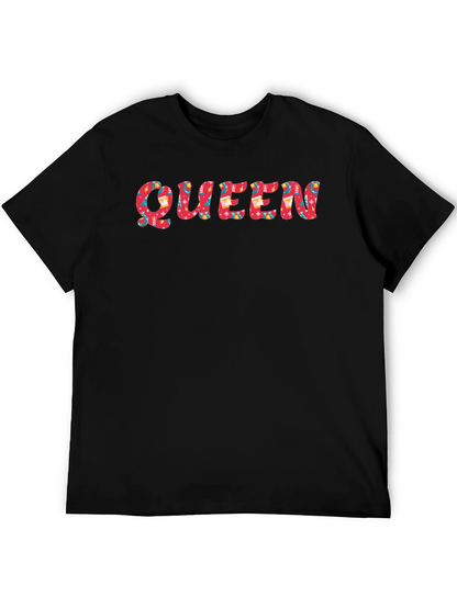 Queen Patterned Print Black T-Shirt