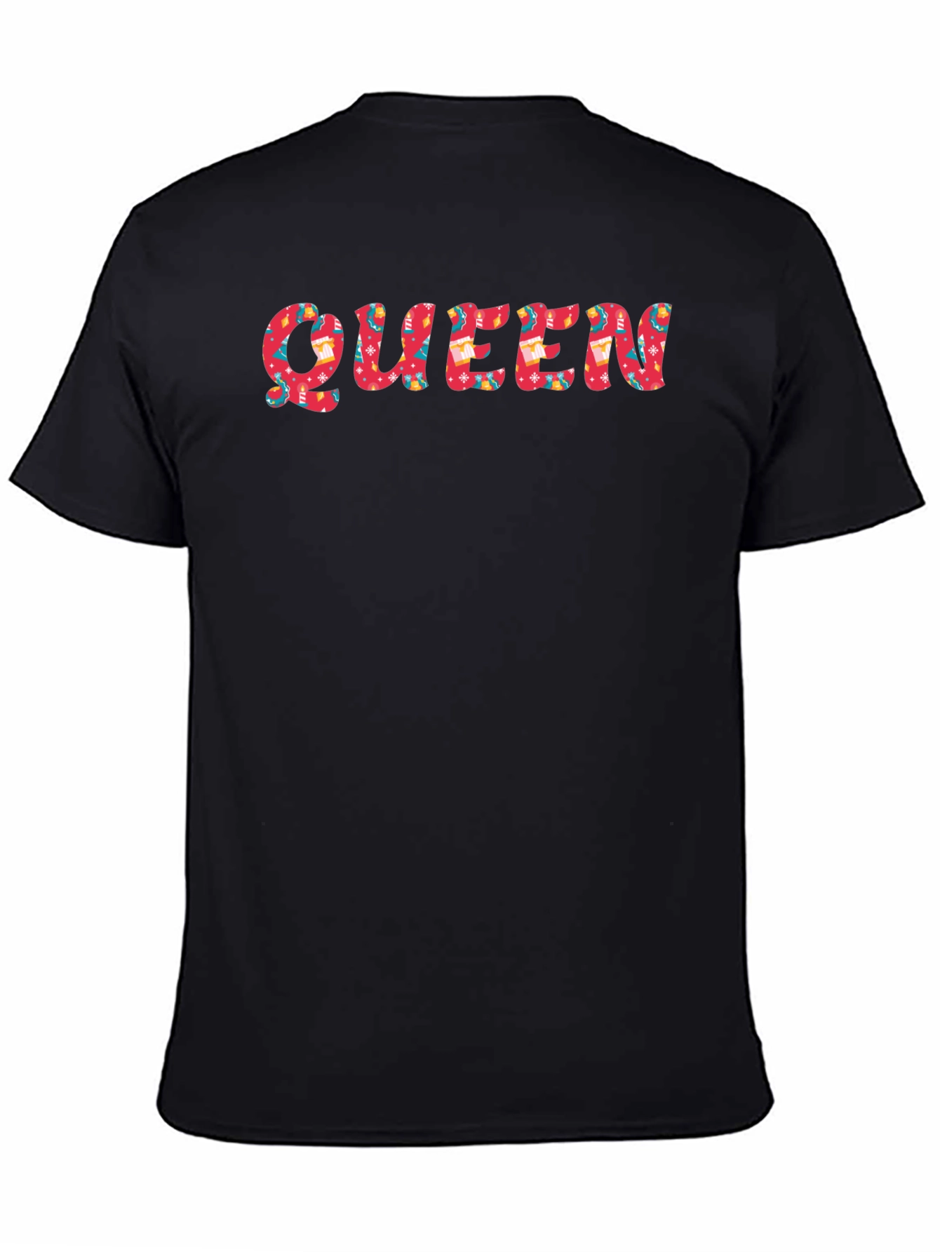Queen Patterned Print Black T-Shirt