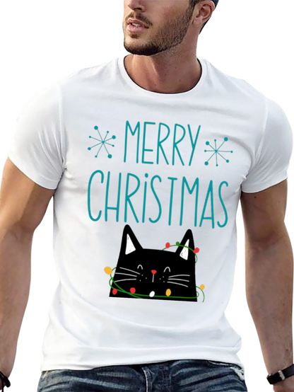Merry Christmas Cat T-Shirt - Holiday Festive Tee
