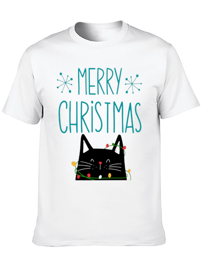 Merry Christmas Cat T-Shirt - Holiday Festive Tee