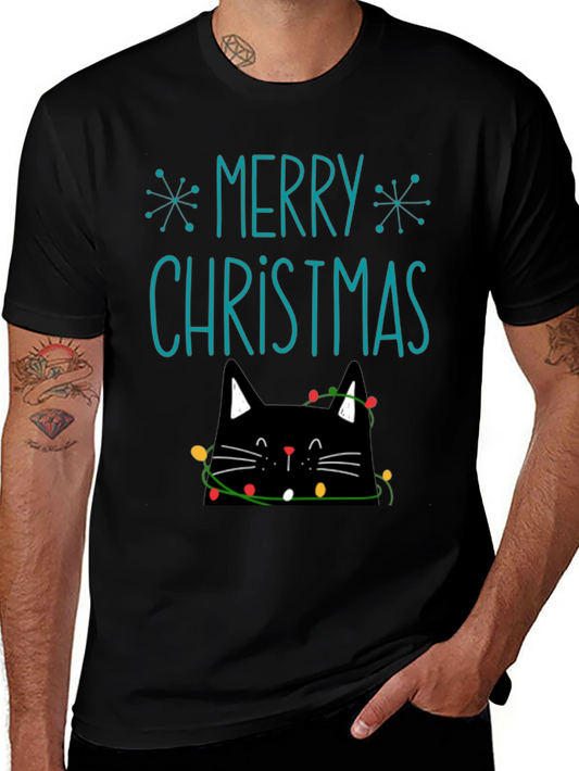 Merry Christmas Cat T-Shirt - Holiday Festive Tee