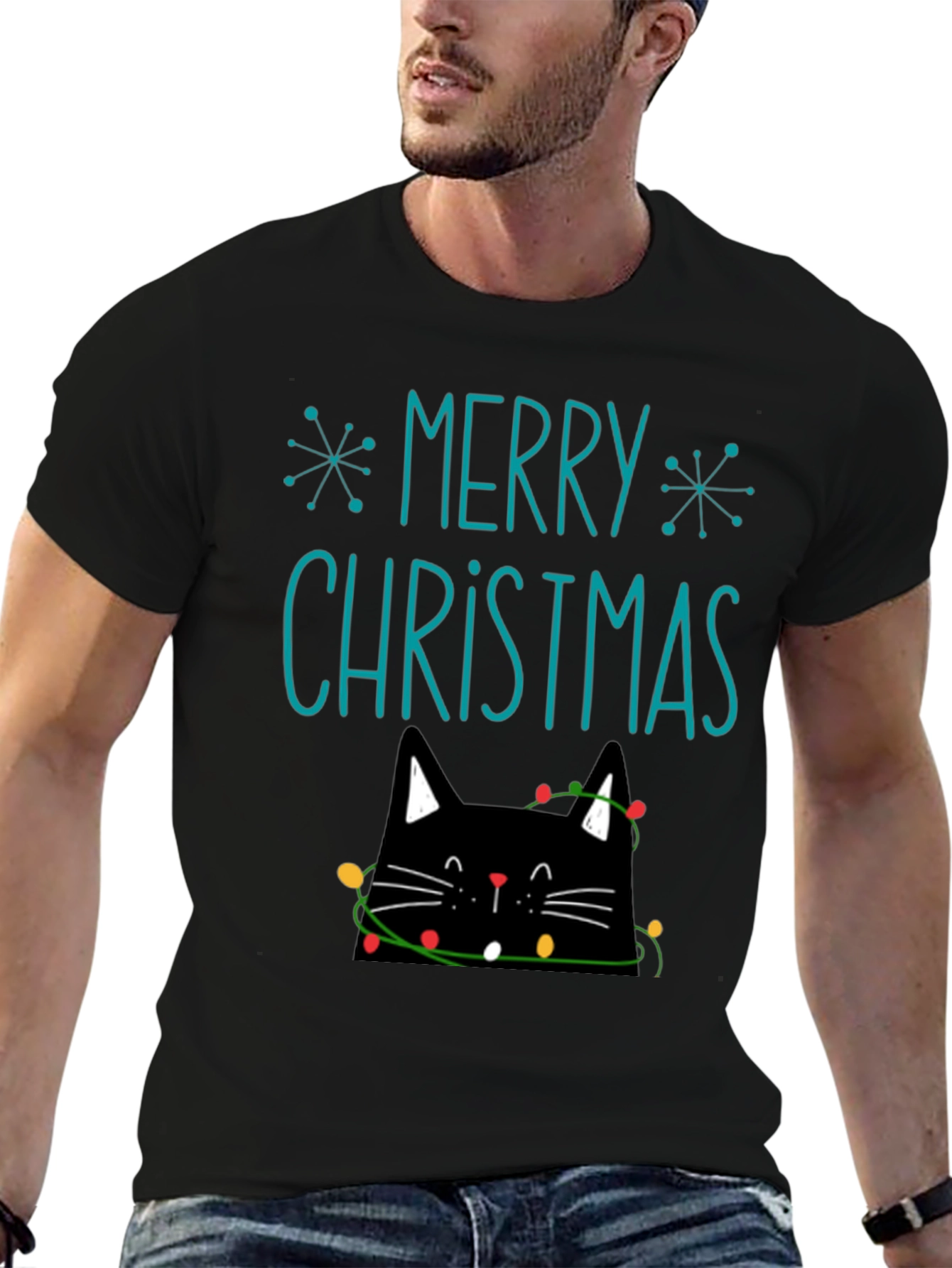 Merry Christmas Cat T-Shirt - Holiday Festive Tee
