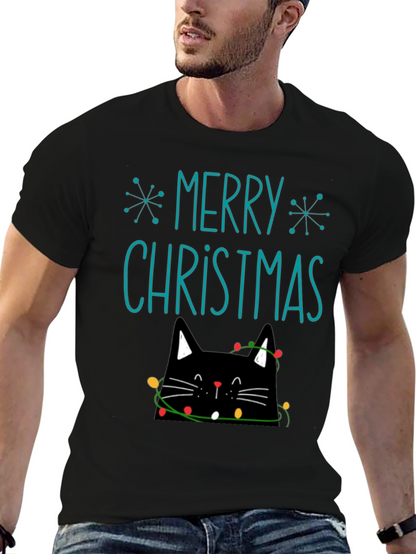 Merry Christmas Cat T-Shirt - Holiday Festive Tee