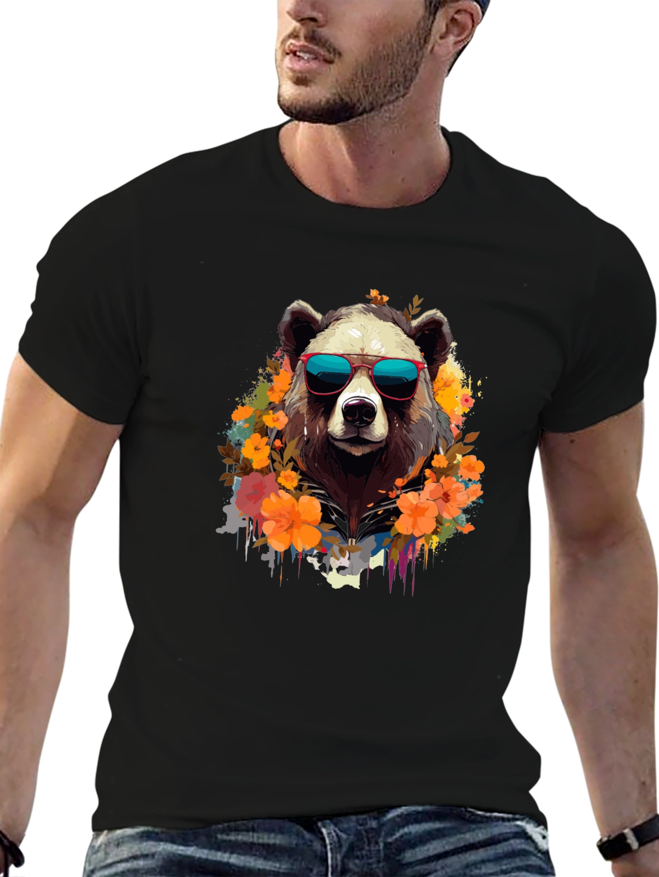Cool Bear Graphic Tee - Stylish Animal Print T-Shirt