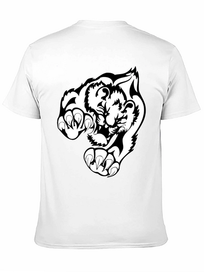 Black T-Shirt with White Tiger Graphic
