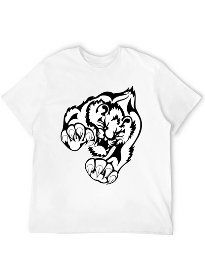 Black T-Shirt with White Tiger Graphic