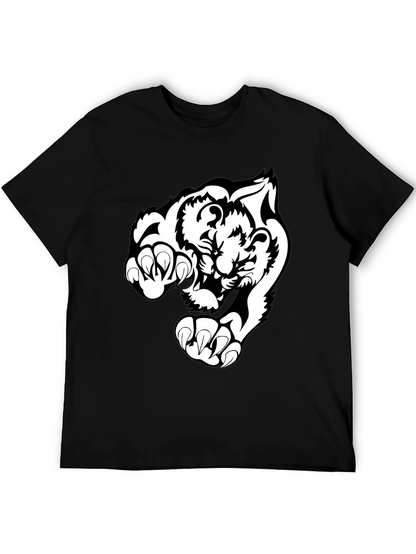 Black T-Shirt with White Tiger Graphic