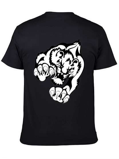 Black T-Shirt with White Tiger Graphic