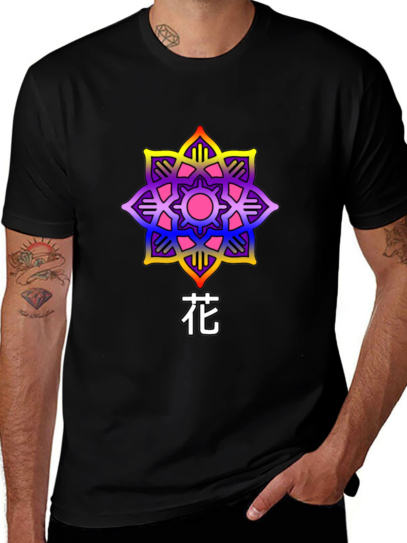 Floral Graphic Tee - Artistic Japanese Flower Design