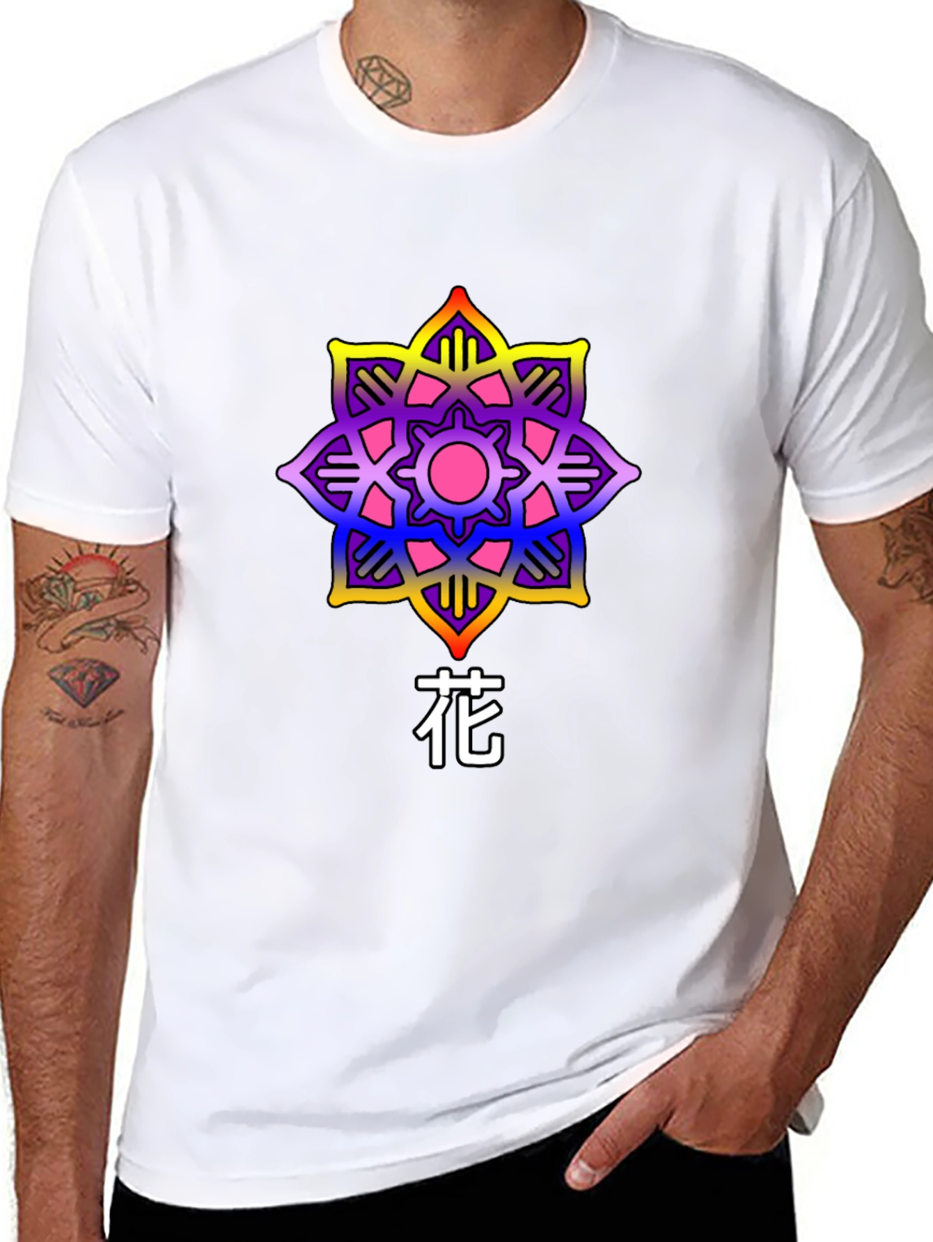 Floral Graphic Tee - Artistic Japanese Flower Design