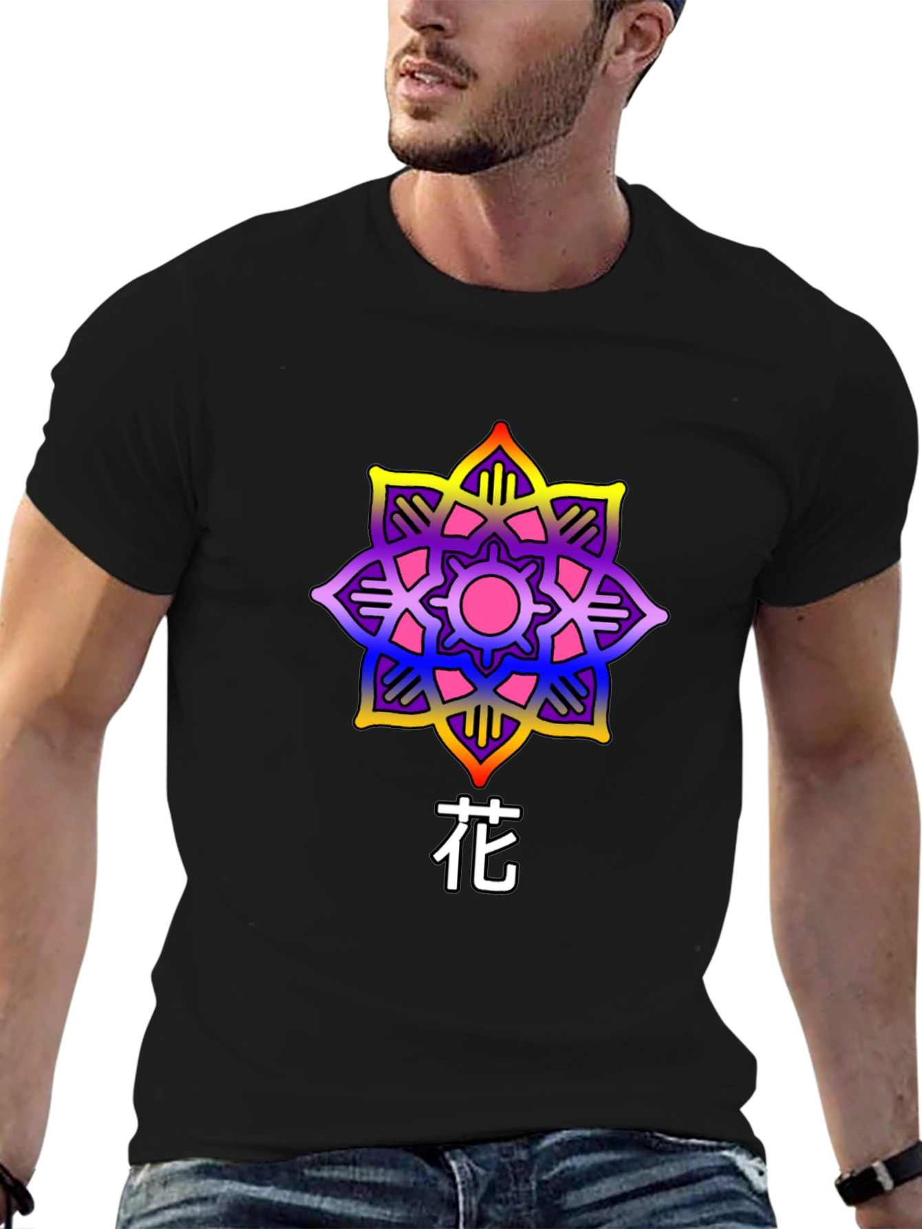 Floral Graphic Tee - Artistic Japanese Flower Design