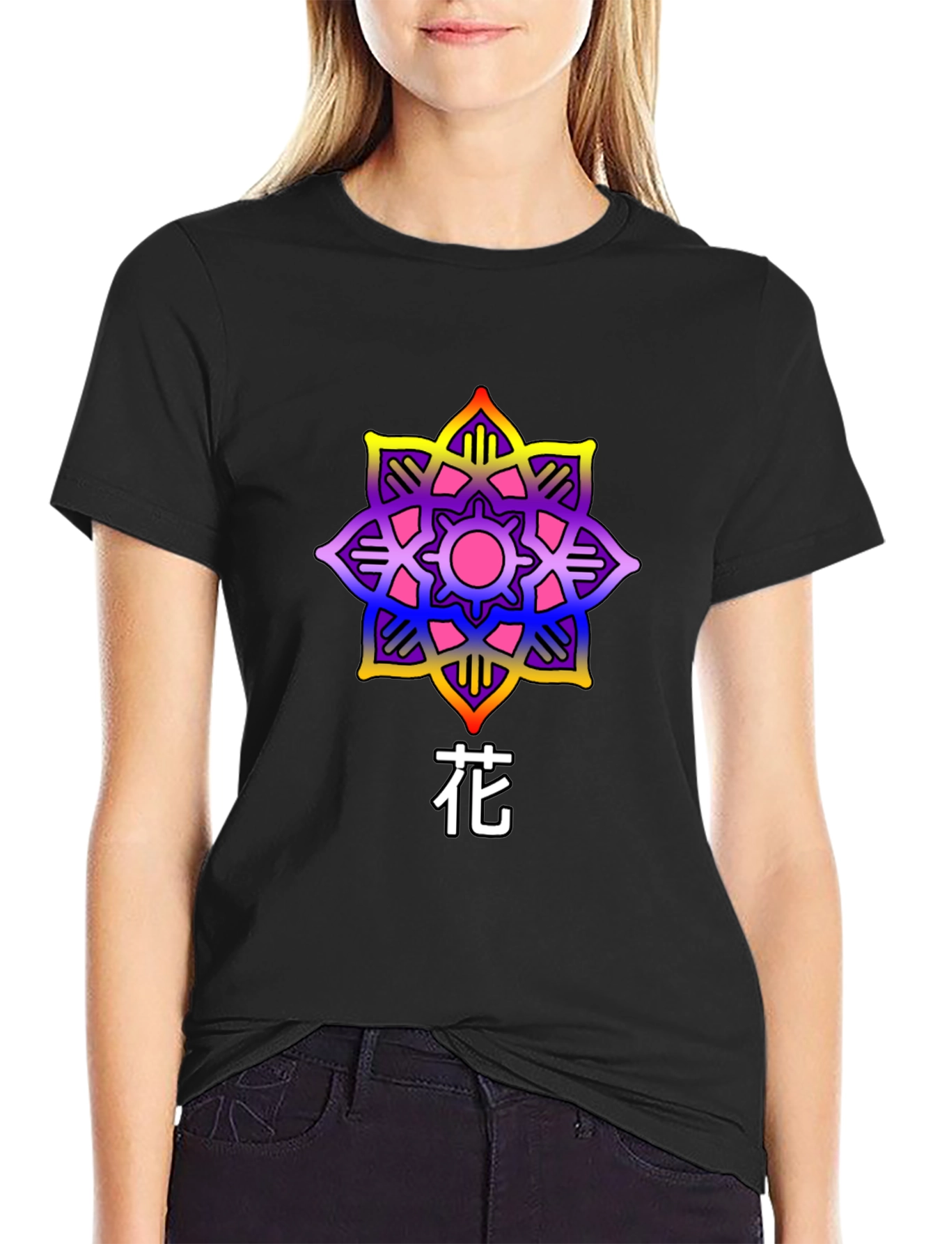 Floral Graphic Tee - Artistic Japanese Flower Design