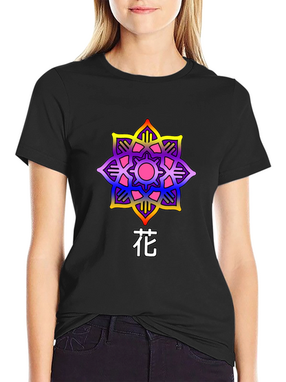 Floral Graphic Tee - Artistic Japanese Flower Design