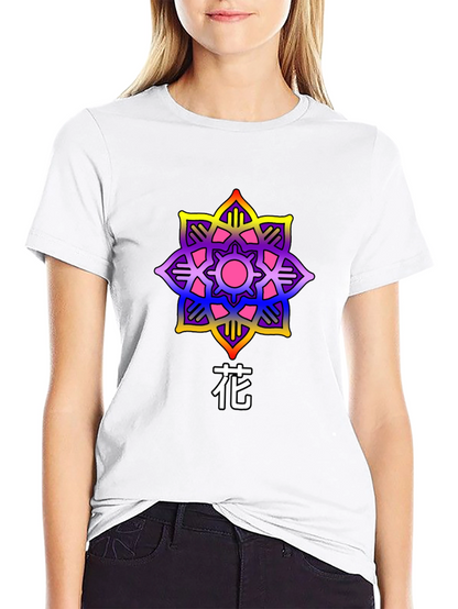 Floral Graphic Tee - Artistic Japanese Flower Design
