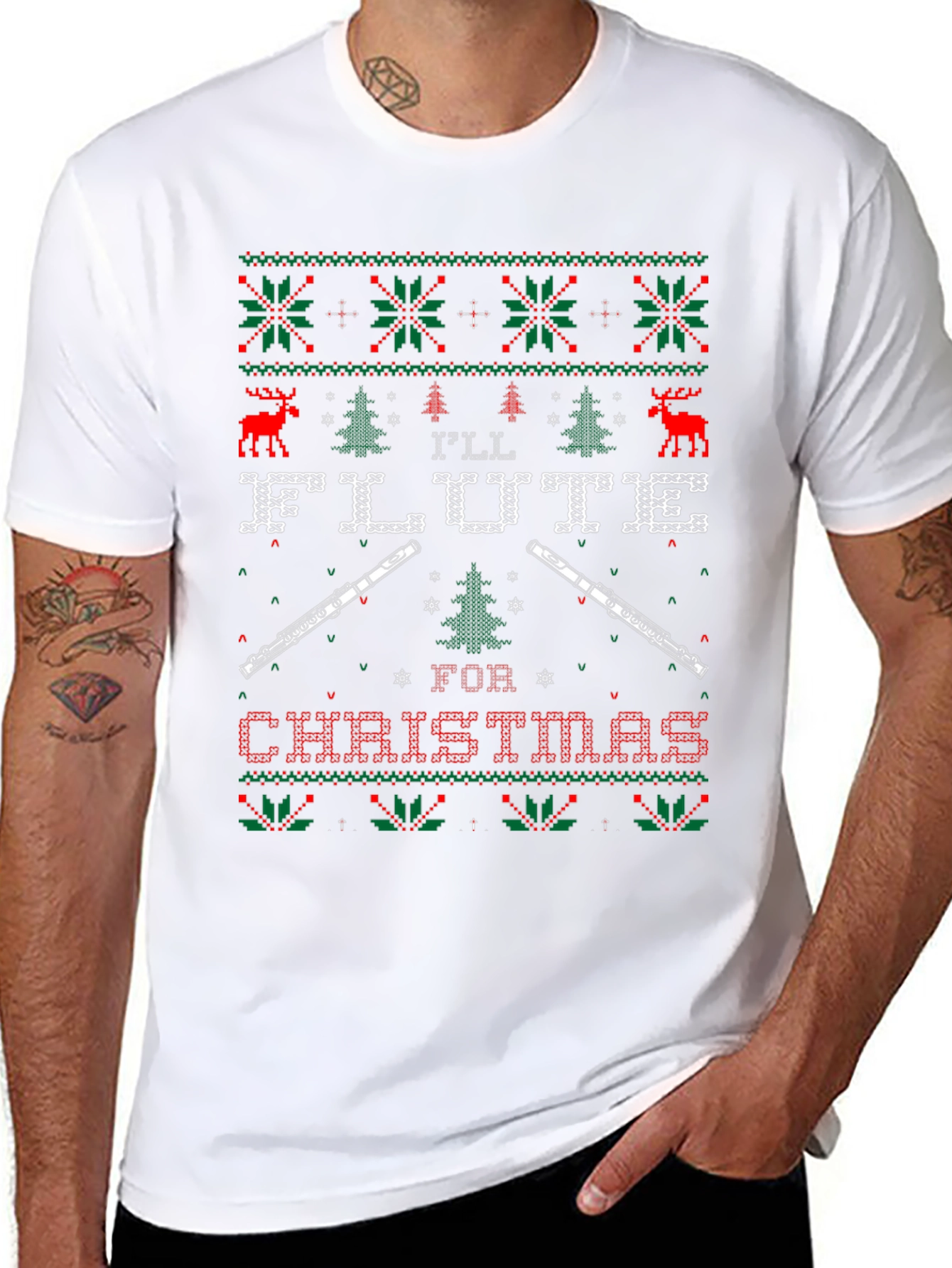 Flute Ugly Christmas Sweater T-Shirt