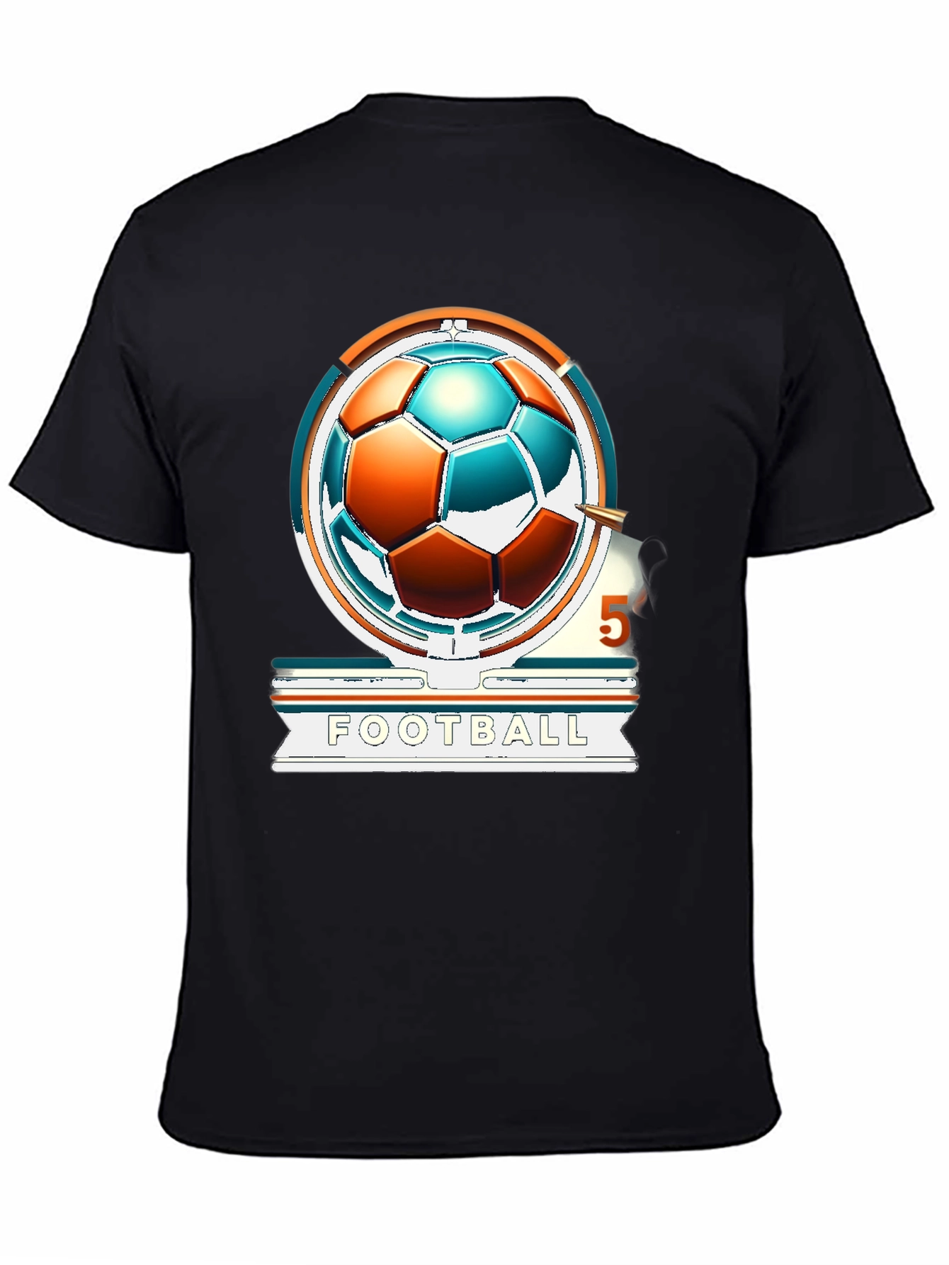Football Graphic T-Shirt - Black Cotton Tee