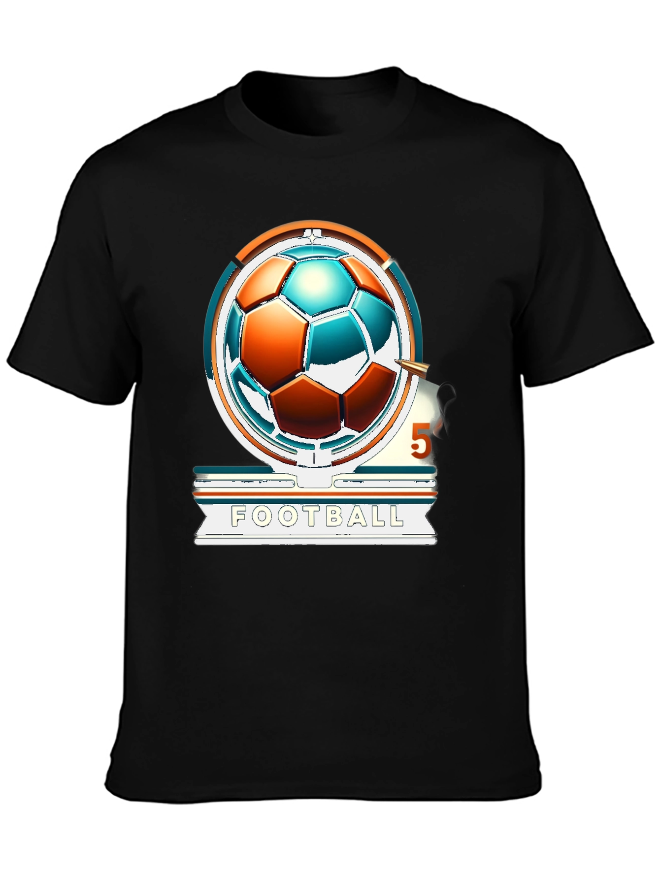Football Graphic T-Shirt - Black Cotton Tee