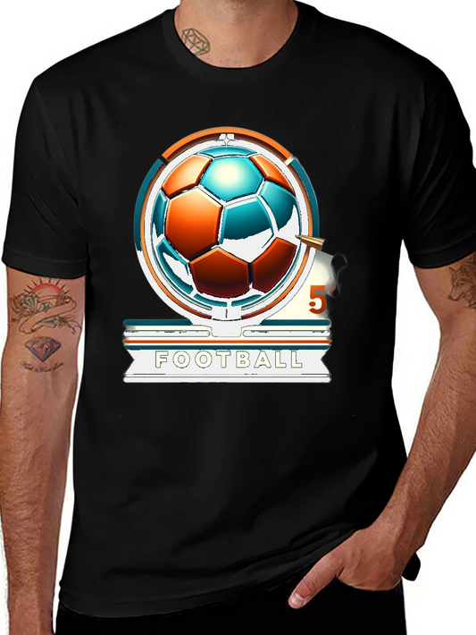Football Graphic T-Shirt - Black Cotton Tee