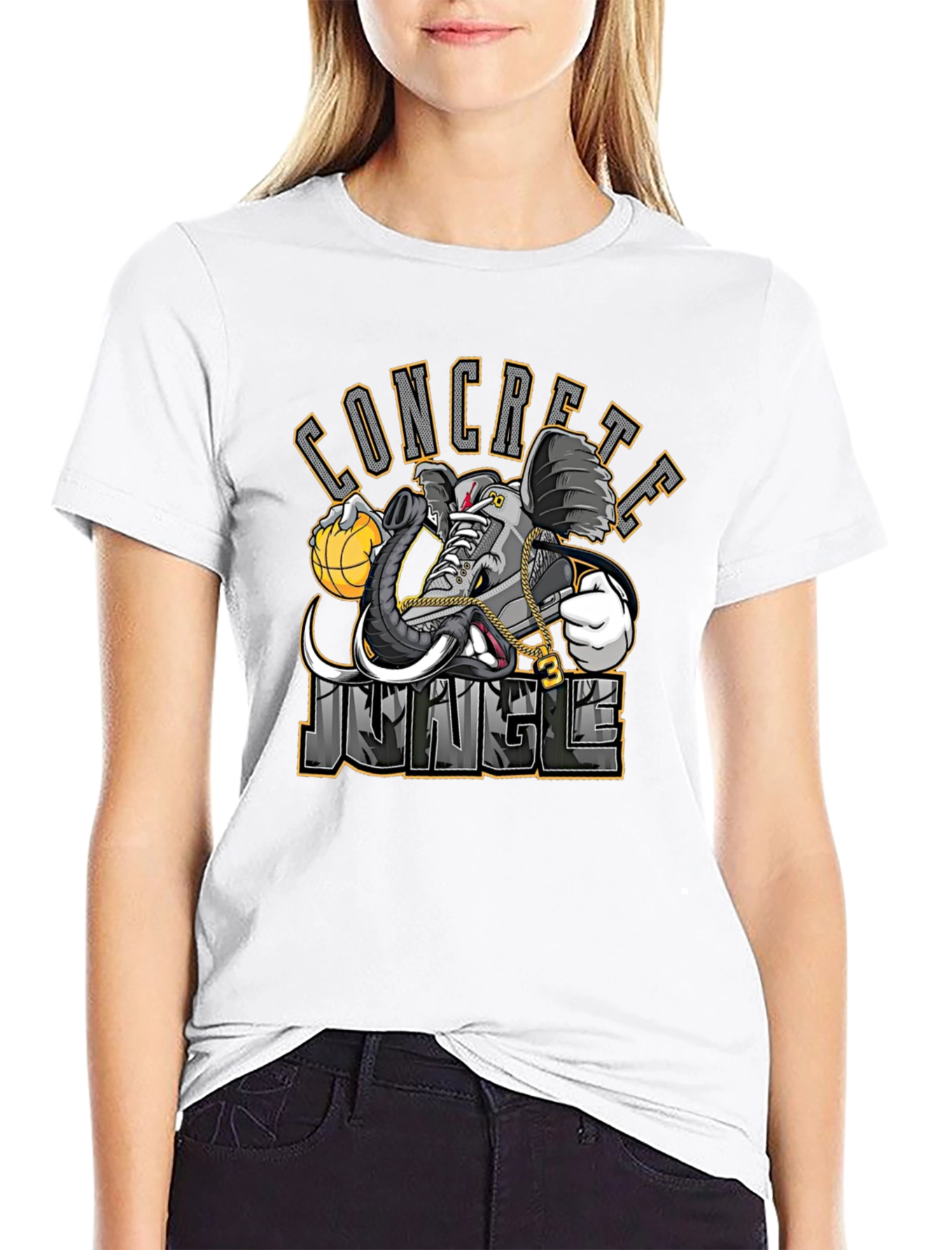Concrete Jungle Elephant Sneaker Black T-Shirt