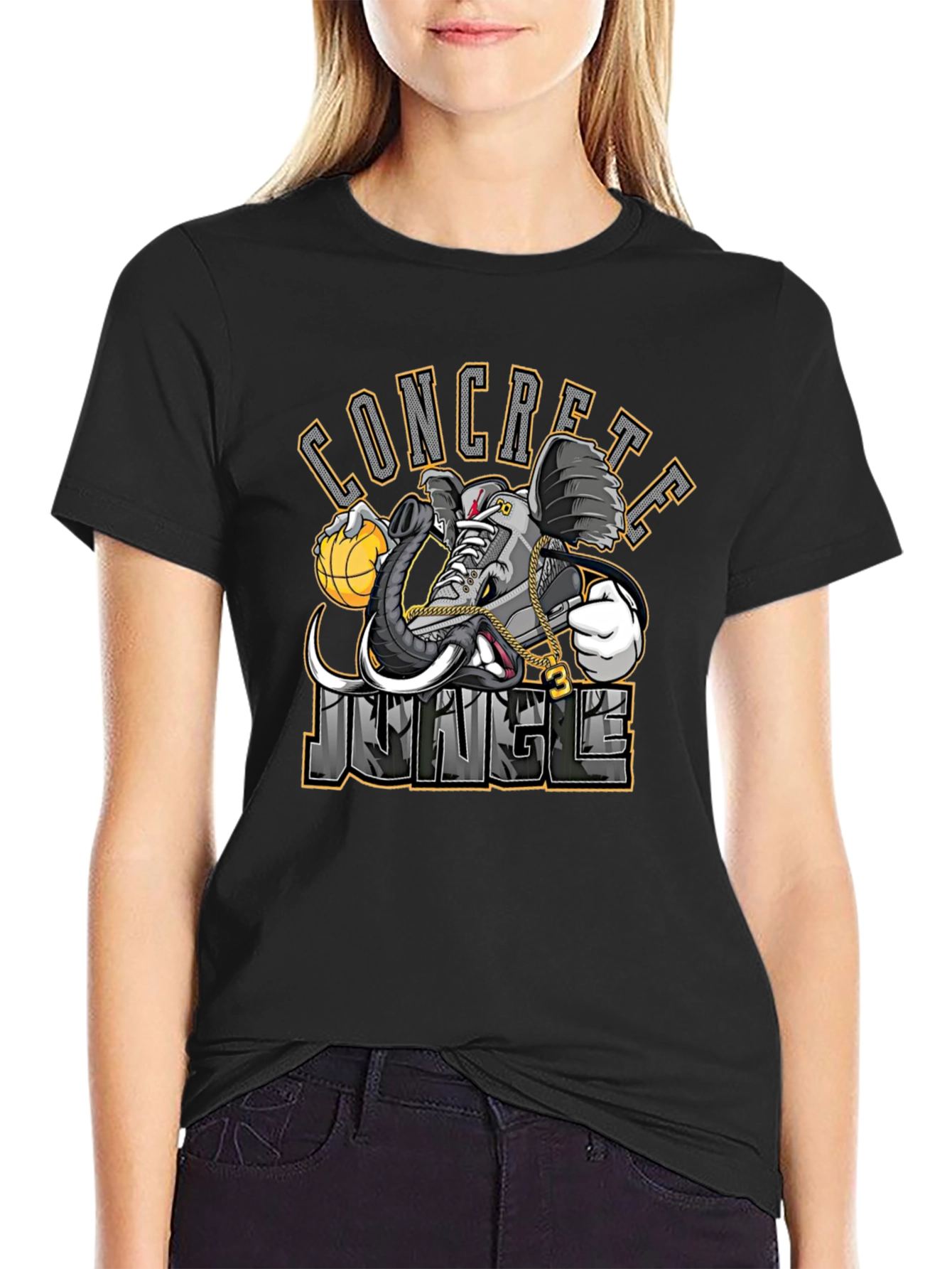 Concrete Jungle Elephant Sneaker Black T-Shirt