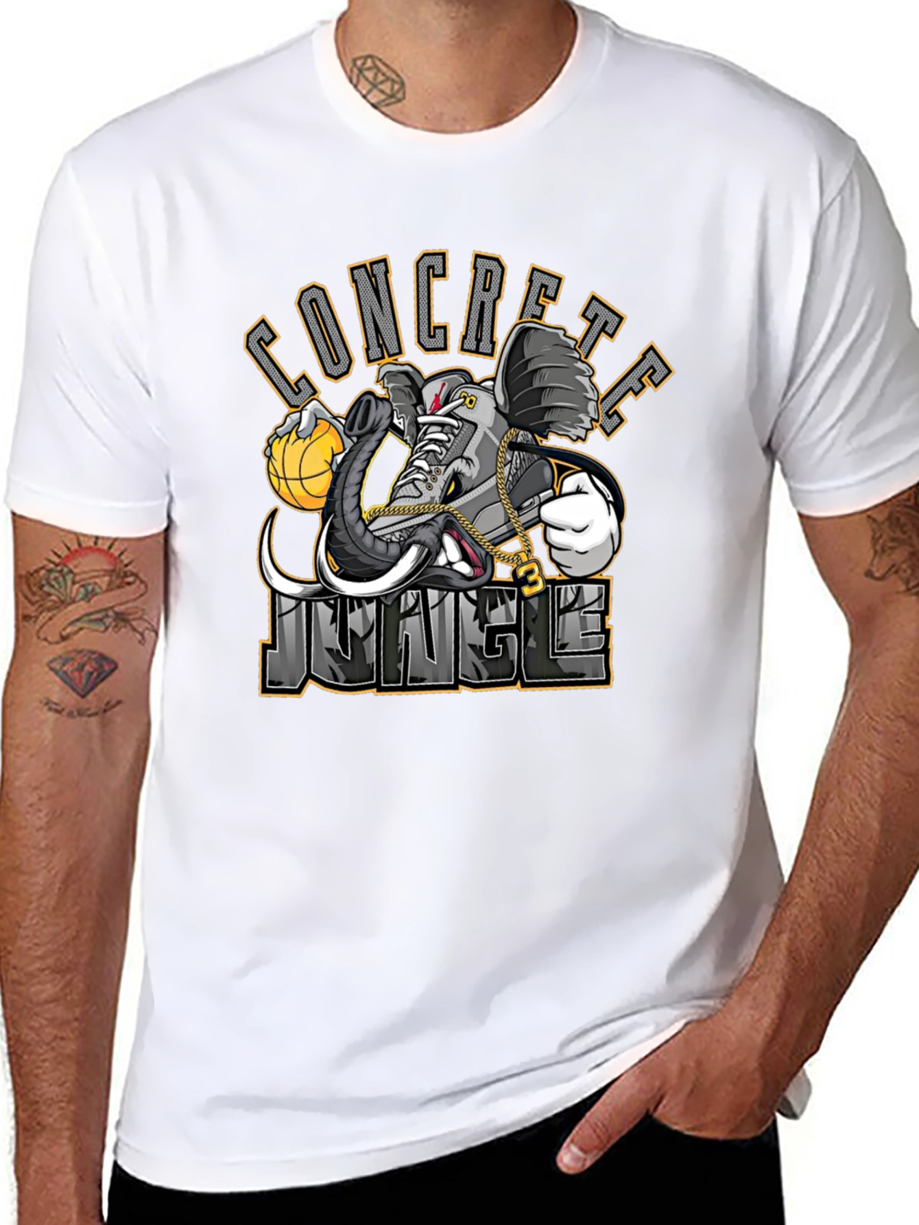 Concrete Jungle Elephant Sneaker Black T-Shirt